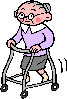 女性が歩行器を使いながら歩いているイラスト
