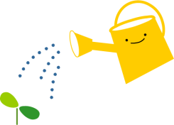 小さな苗に水をあげているイラスト