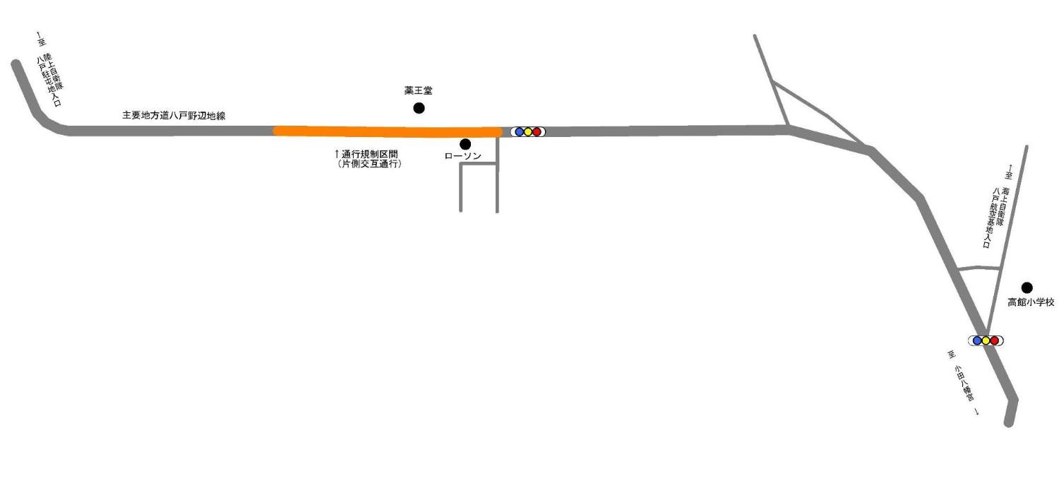 主要地方道八戸野辺地線の通行規制区間の地図