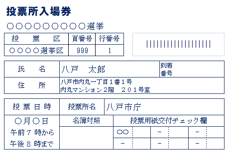 投票所入場券表面