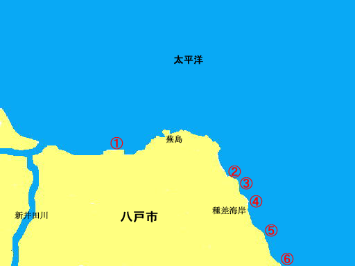 漁港の位置の地図
