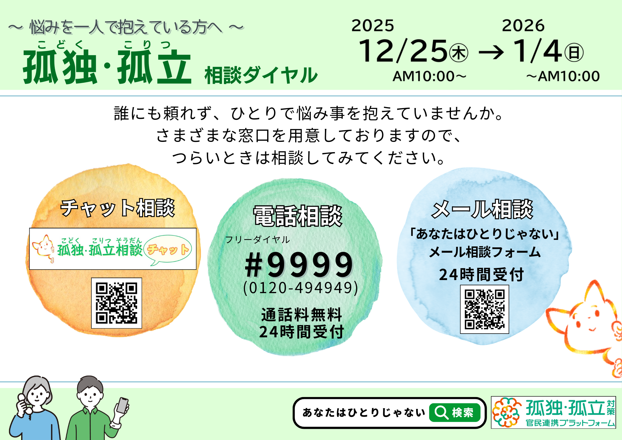 年末年始相談ダイヤルの説明