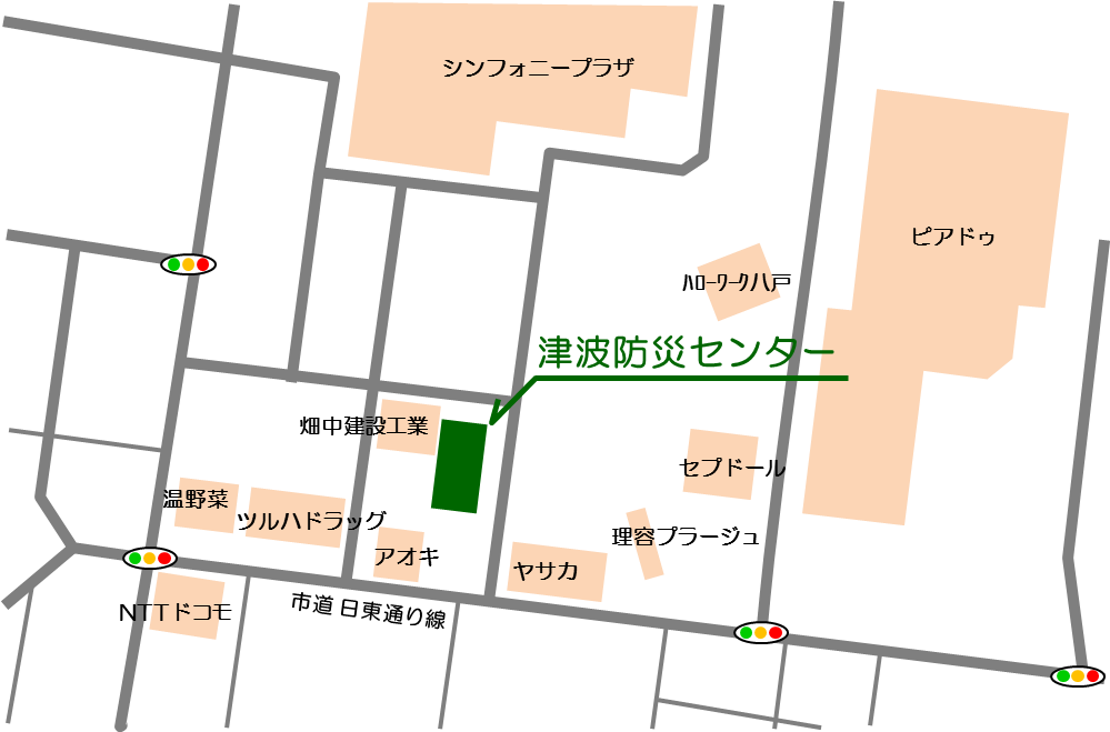 八戸市津波防災センターへの地図