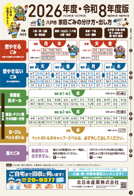 令和8年度 家庭ごみの分け方・出し方チラシ