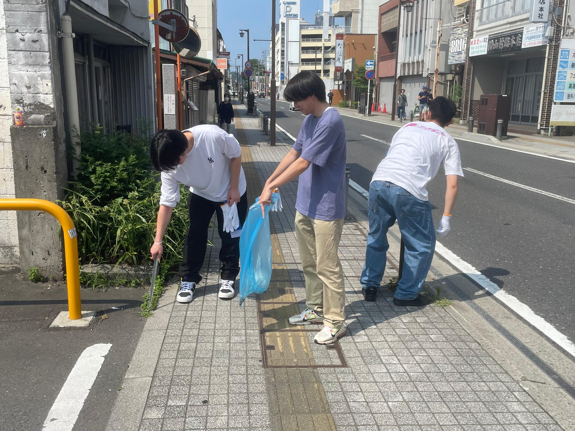道路脇のごみを拾う写真2