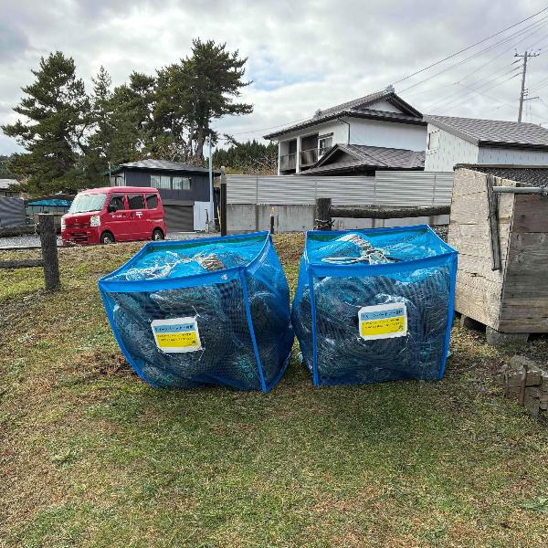 芝生地から集めたごみ
