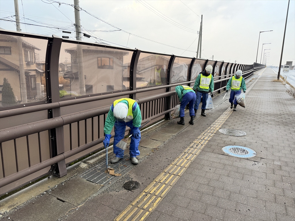 道路脇の草地のごみを拾う写3
