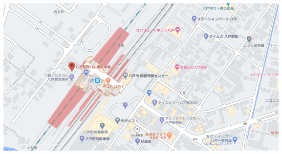 八戸市大字尻内町字内矢沢15番地31の八戸駅前を中心とした地図