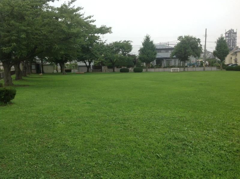 芝生の広がる諏訪二丁目公園 全体の写真