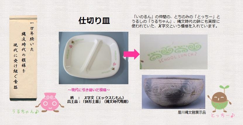学校給食用食器に使用されている仕切り皿の説明の写真