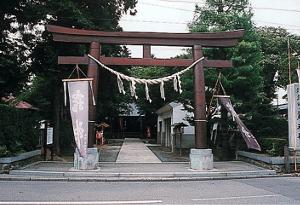 龗神社の鳥居とそこから見える参道の写真