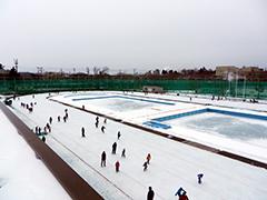 平成25年1月に撮影された、現在の長根リンクでスケートを楽しむ人々を上空から写した写真