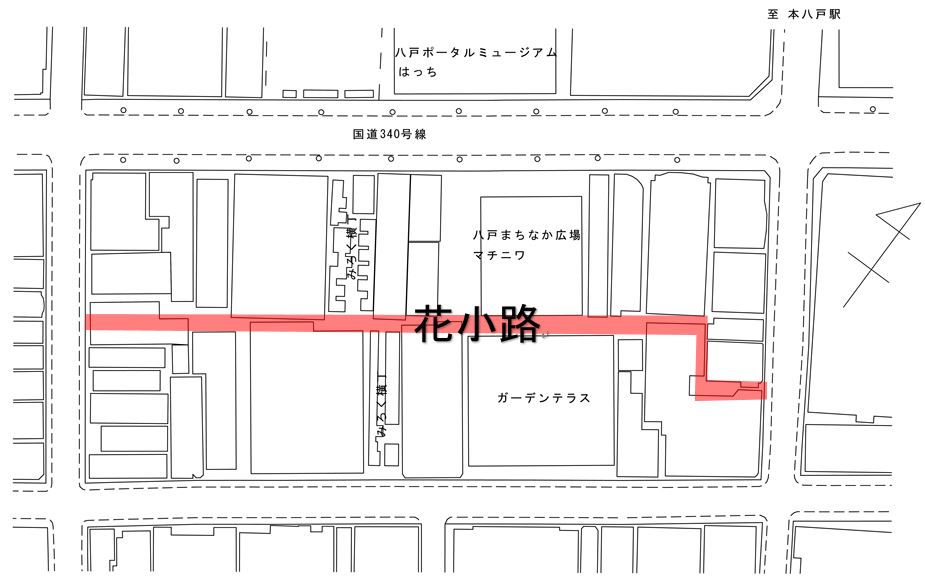 花小路の位置を示した地図