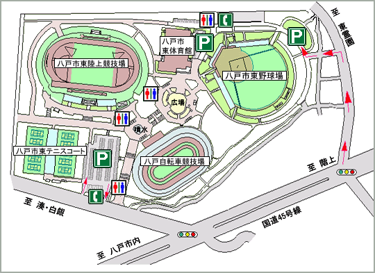 東運動公園全体のイラストマップ