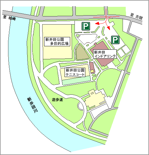新井田公園の各施設の配置イラスト図