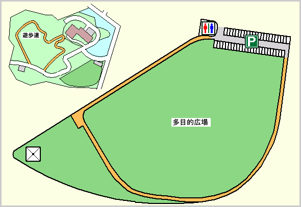 南部山公園多目的広場、遊歩道の施設案内図