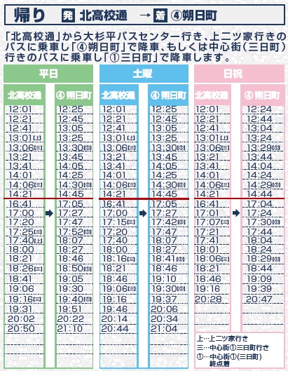 バス時刻表帰り